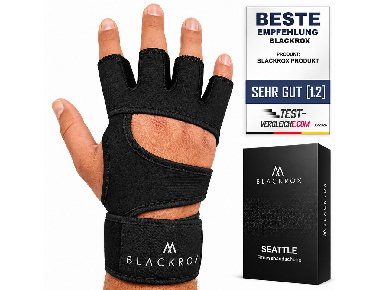 BLACKROX Trainingshandschuhe [Vergleichssieger 2026] Fitnesshandschuhe, Gr. S-XL, Damen & Herren Bild 3