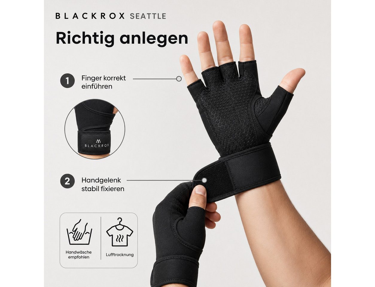 BLACKROX Trainingshandschuhe [Vergleichssieger 2026] Fitnesshandschuhe, Gr. S-XL, Damen & Herren Bild 4