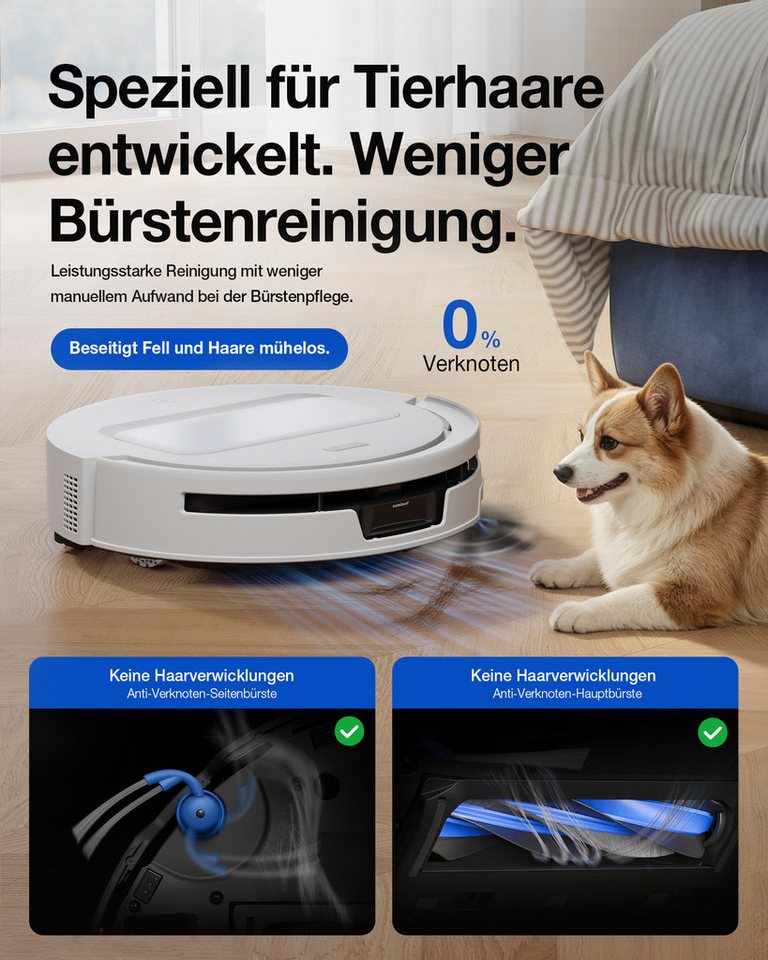ECOVACS Saugroboter DEEBOT T90 MAX Omni Saugroboter mit Wischfunktion, 30.000 Pa Blast, 60 W, OZMO ROLLER 3.0 Wischwalze mit Selbstreinigung, TruEdge 3.0 Kantenreinigung, ZeroTangle 4.0, Heißwasser-Moppwäsche, 5200 mAh, 15 mm Automatische Wischanhebung Bild 2