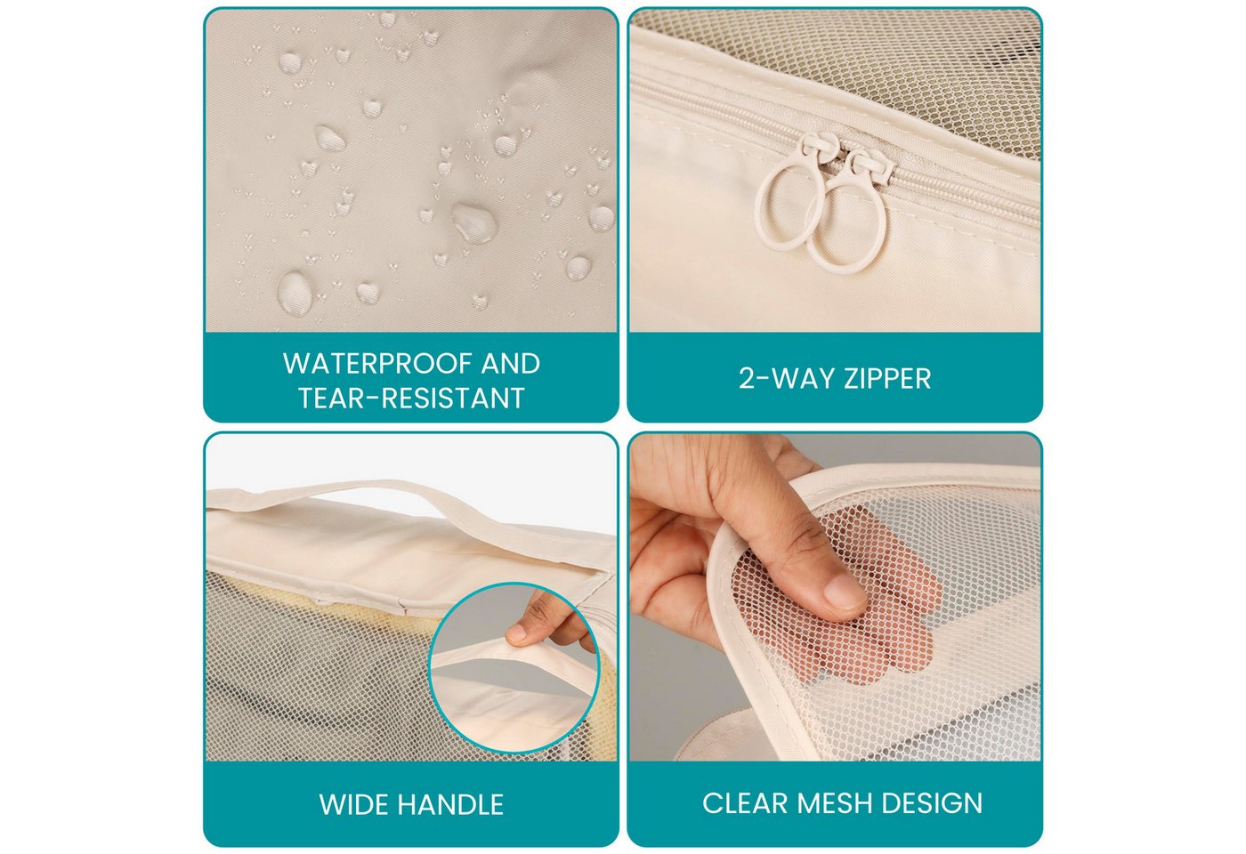 Belle Vous Kofferorganizer BELLE VOUS 8er Koffer Organizer Creme, Wasserdicht, Reise Set XL Bild 2