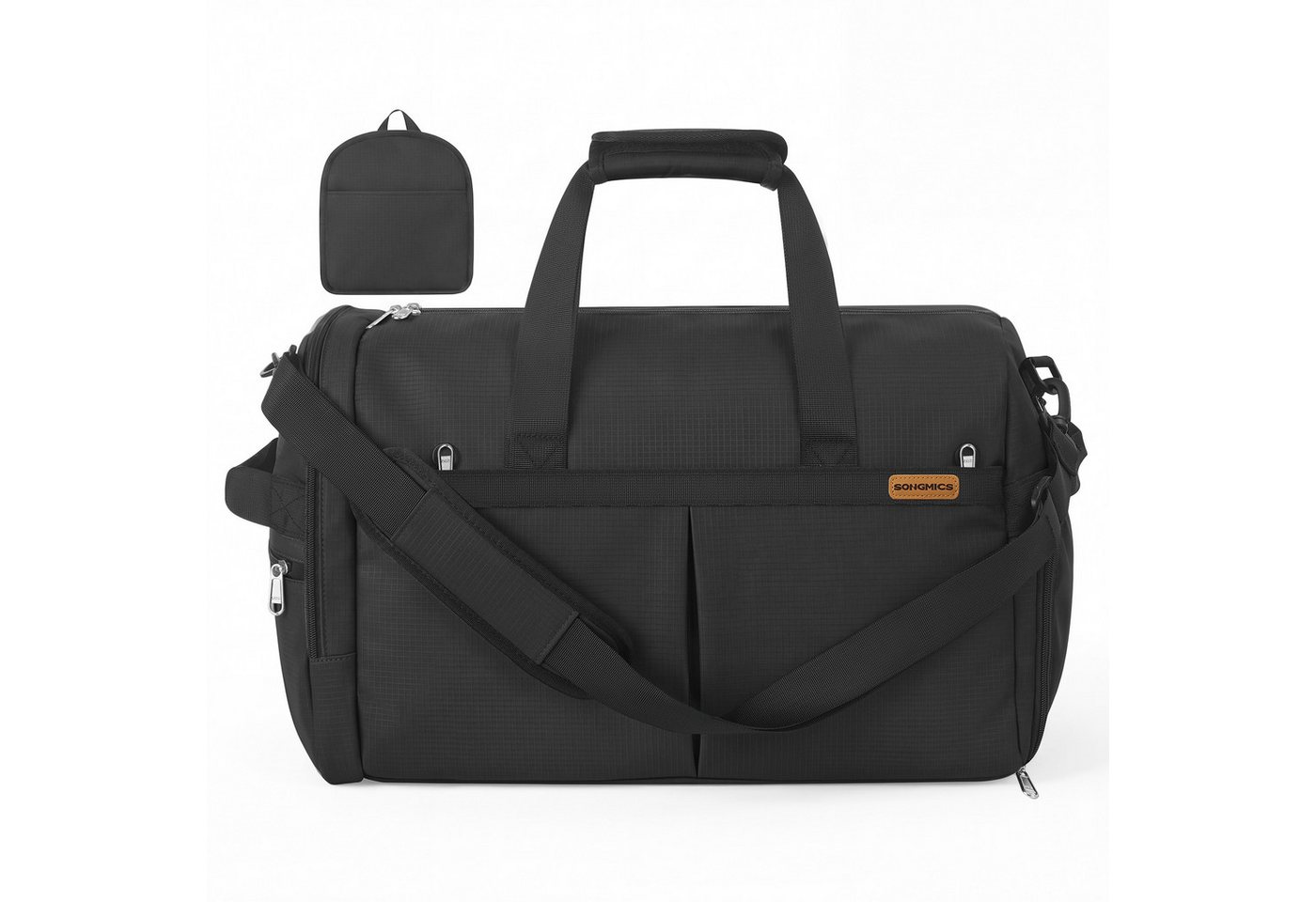 SONGMICS Reisetasche Reisetasche mit Schuhfach & Nassfach, Faltbare Sporttasche Weekender, 50 L, 55 x 35 x 25 cm, Schwarz Bild 2