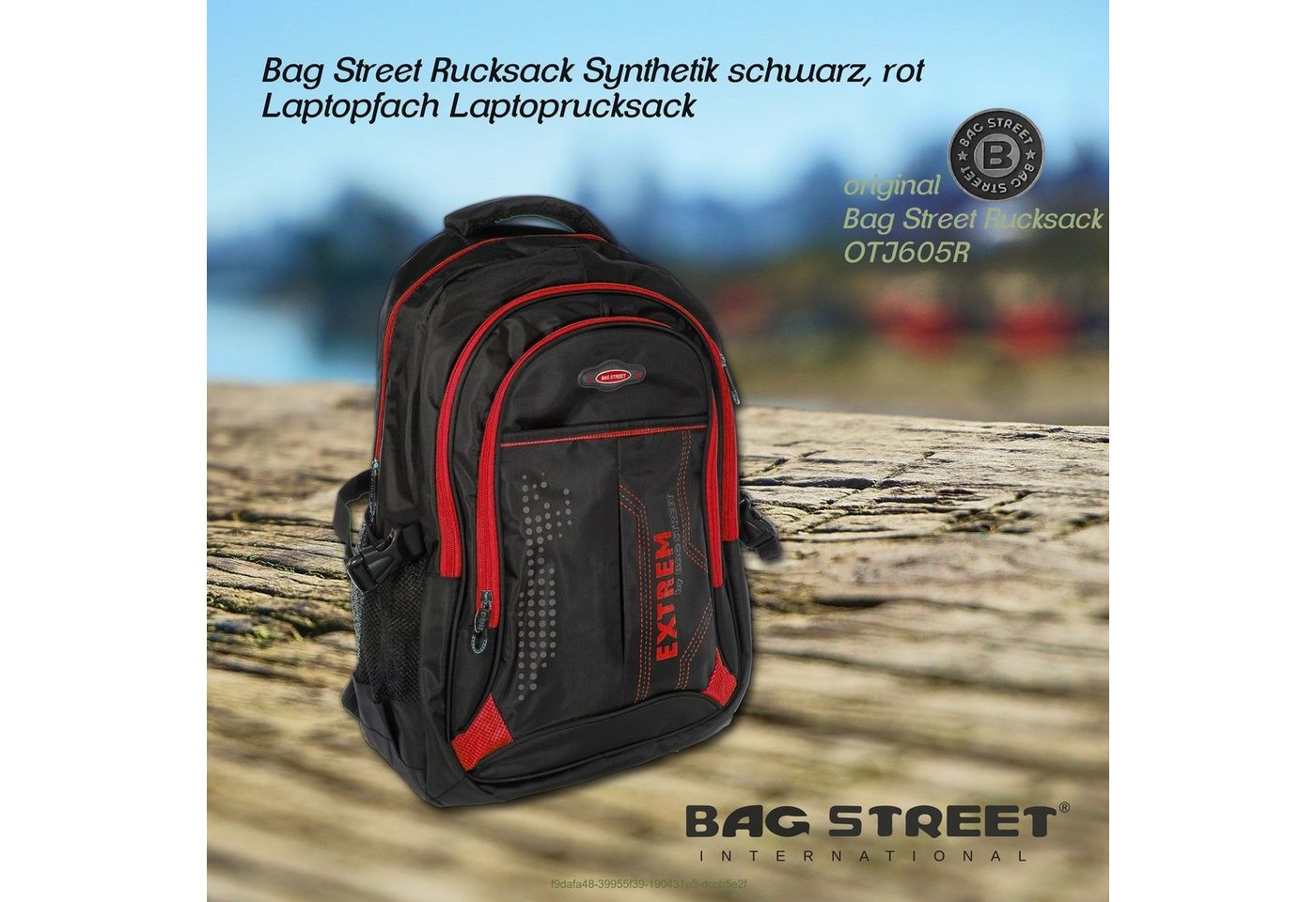 BAG STREET Sportrucksack Bag Street Damen Herren Sporttasche (Sportrucksack), Sportrucksack, Businessrucksack Synthetik, schwarz, rot ca. 30cm x ca.