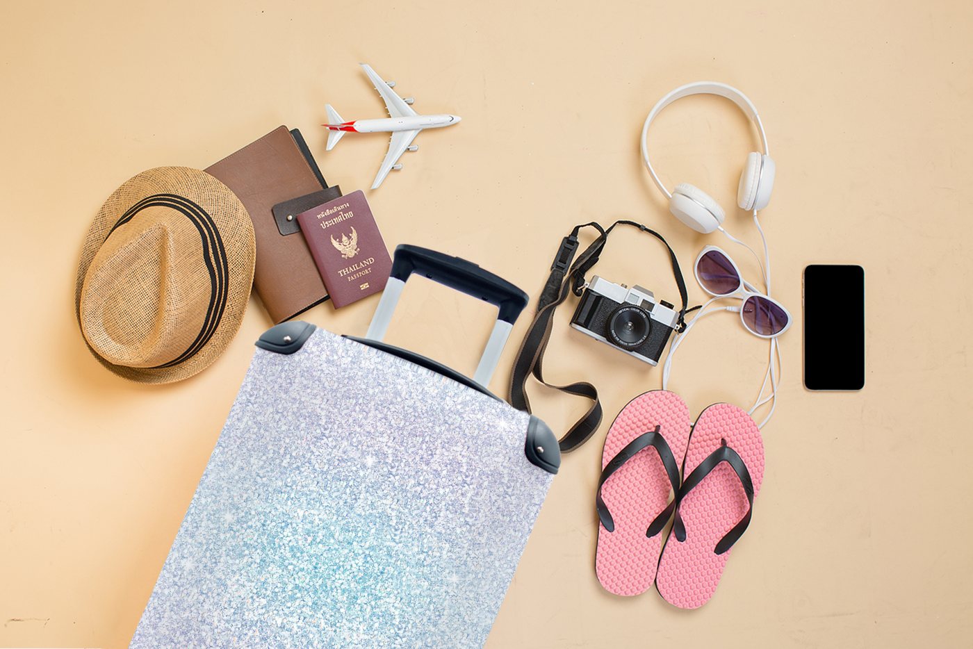 MuchoWow Handgepäckkoffer Opal - Waage - Tierkreiszeichen - Muster, 4 Rollen, Reisetasche mit rollen, Handgepäck für Ferien, Trolley, Reisekoffer Bild 5