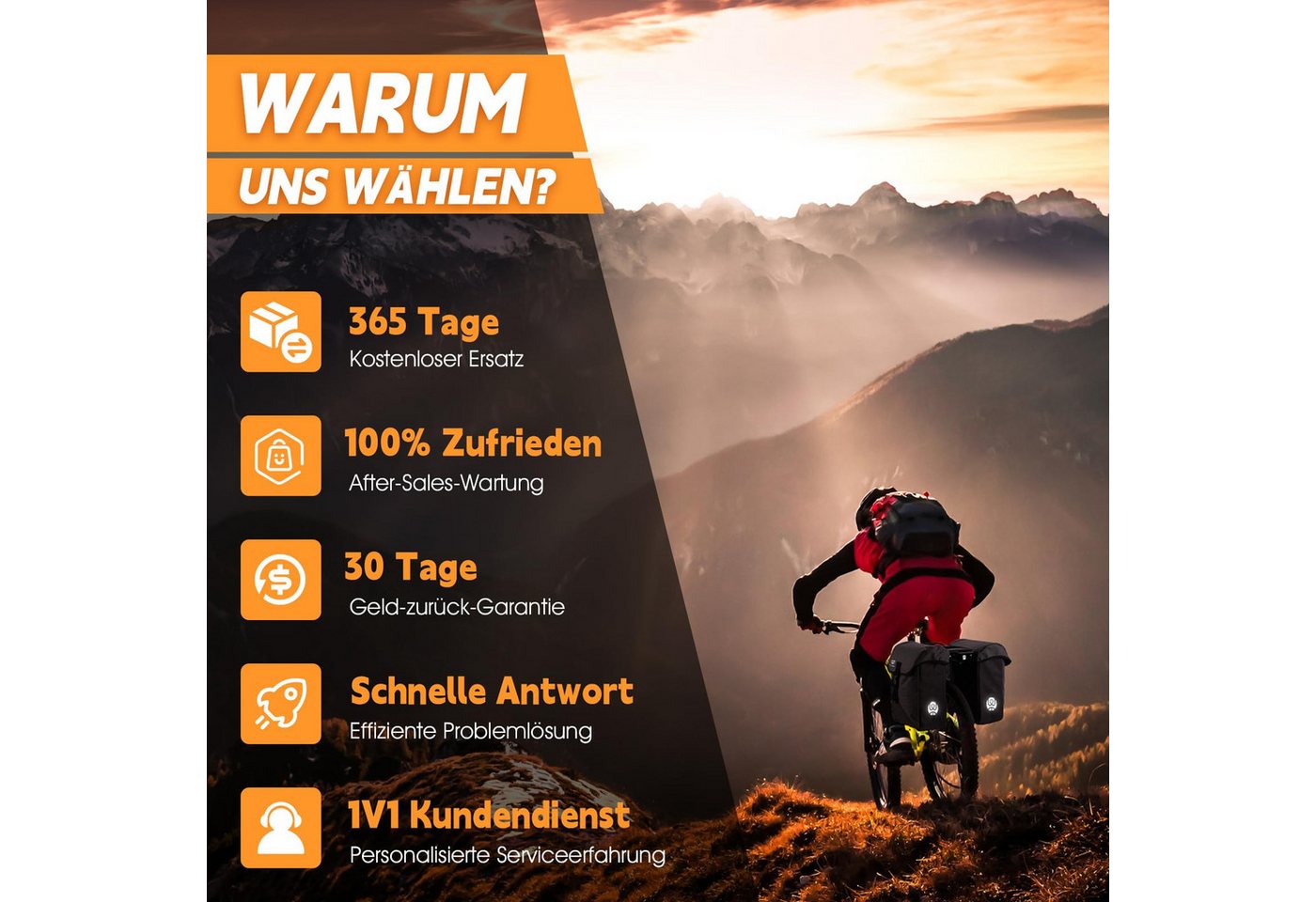 Kityhome Gepäckträgertasche 35L Fahrradtasche Set wasserdicht Reflektor stabil, 300D Polyester + PU-Nylon,Verstärkte Seitenwände,Wasserdicht Bild 2