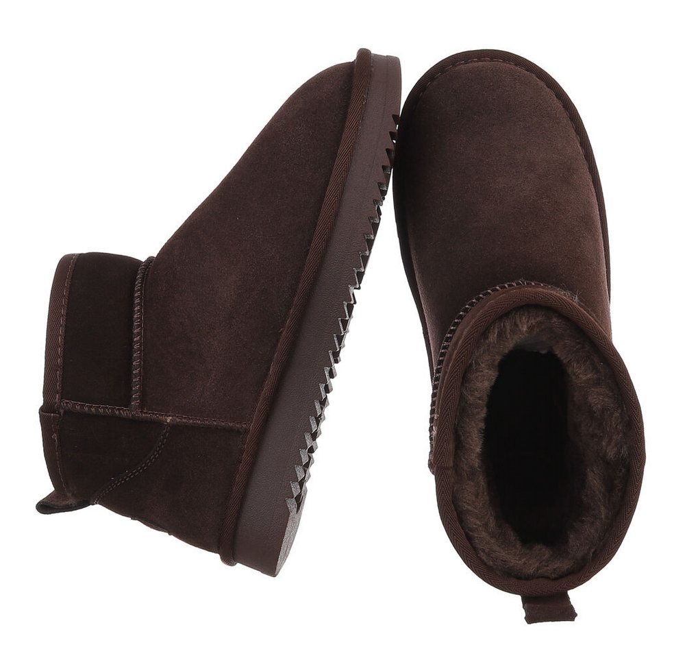 Ital-Design Damen Leder Slip-On Stiefelette mit Profilsohle Snowboots (92214538) Flach Flache Stiefeletten in Braun Bild 5