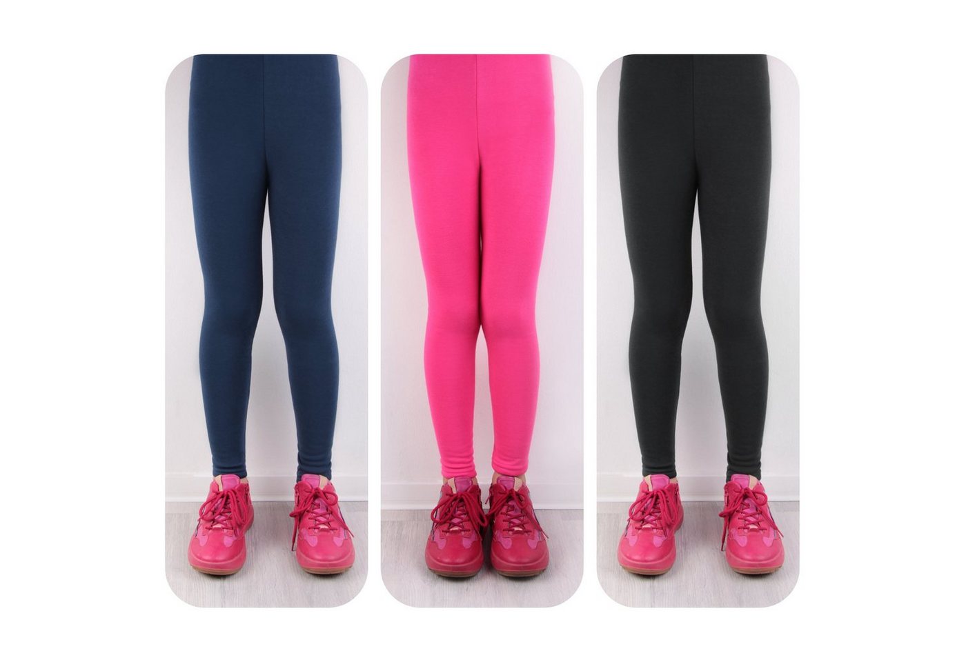L&K-II Thermoleggings 4602 (1/2/3er-Pack, 3-tlg., 1/2/3er-Set) Winter gefütterte Mädchen Leggings