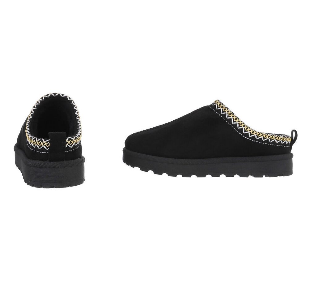 Ital-Design Bequeme Clogs für Damen mit dekorativen Details Snowboots (90457968) Flach Flache Stiefeletten in Schwarz