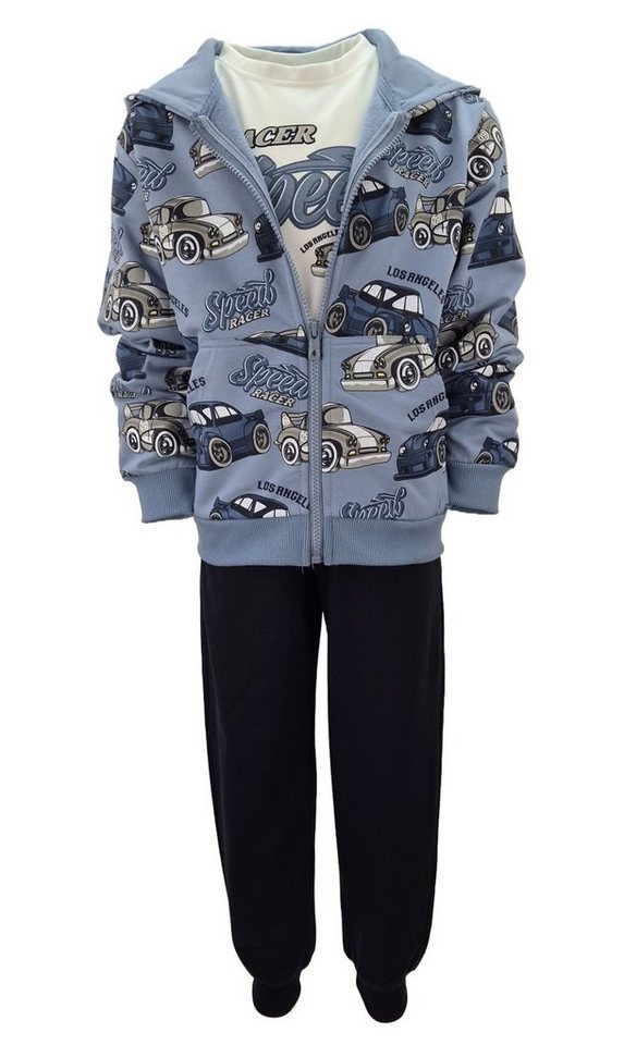 Fashion Boy Sweatanzug 3-teiliges Set mit Kapuzenjacke, Langarmshirt & Jogginghose JF828 (Set, Kapuzenjacke, Langarmshirt & Jogginghose)
