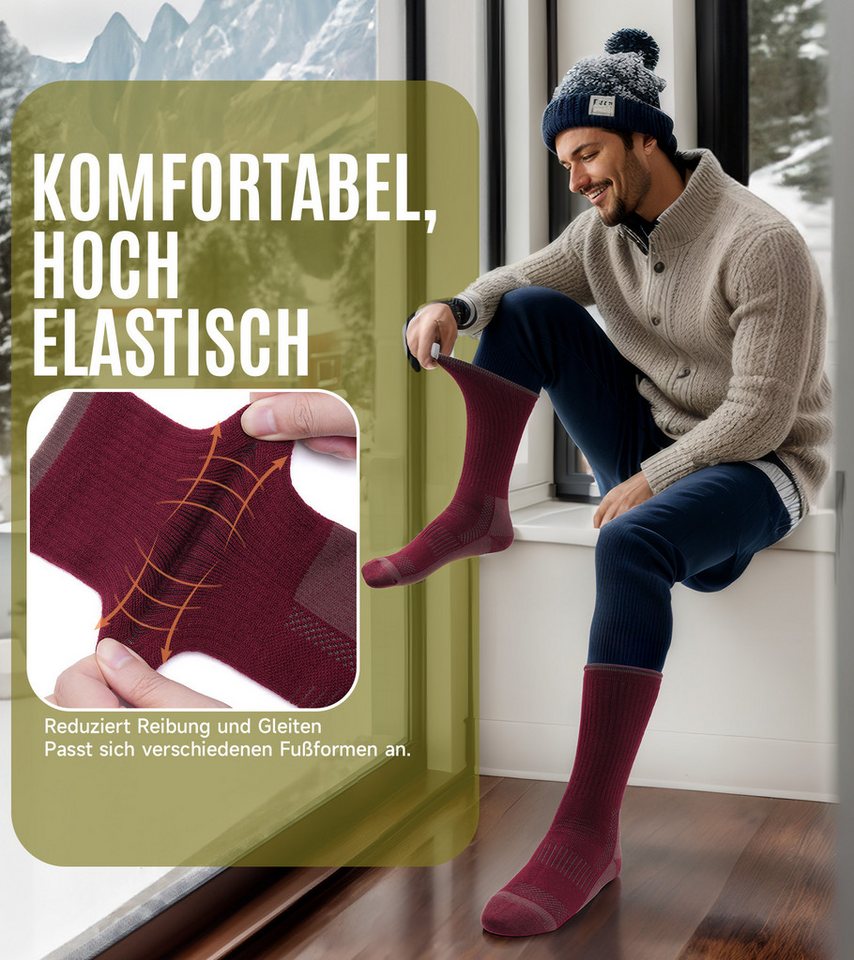 TANSTC Wandersocken Sportsocken Damen & Herren Merino Wolle Socken Basicsocken 3er Pack (Packung, 3 Paar Socken) Feuchtigkeitsregulierend, atmungsaktiv, temperaturregulierend Bild 3