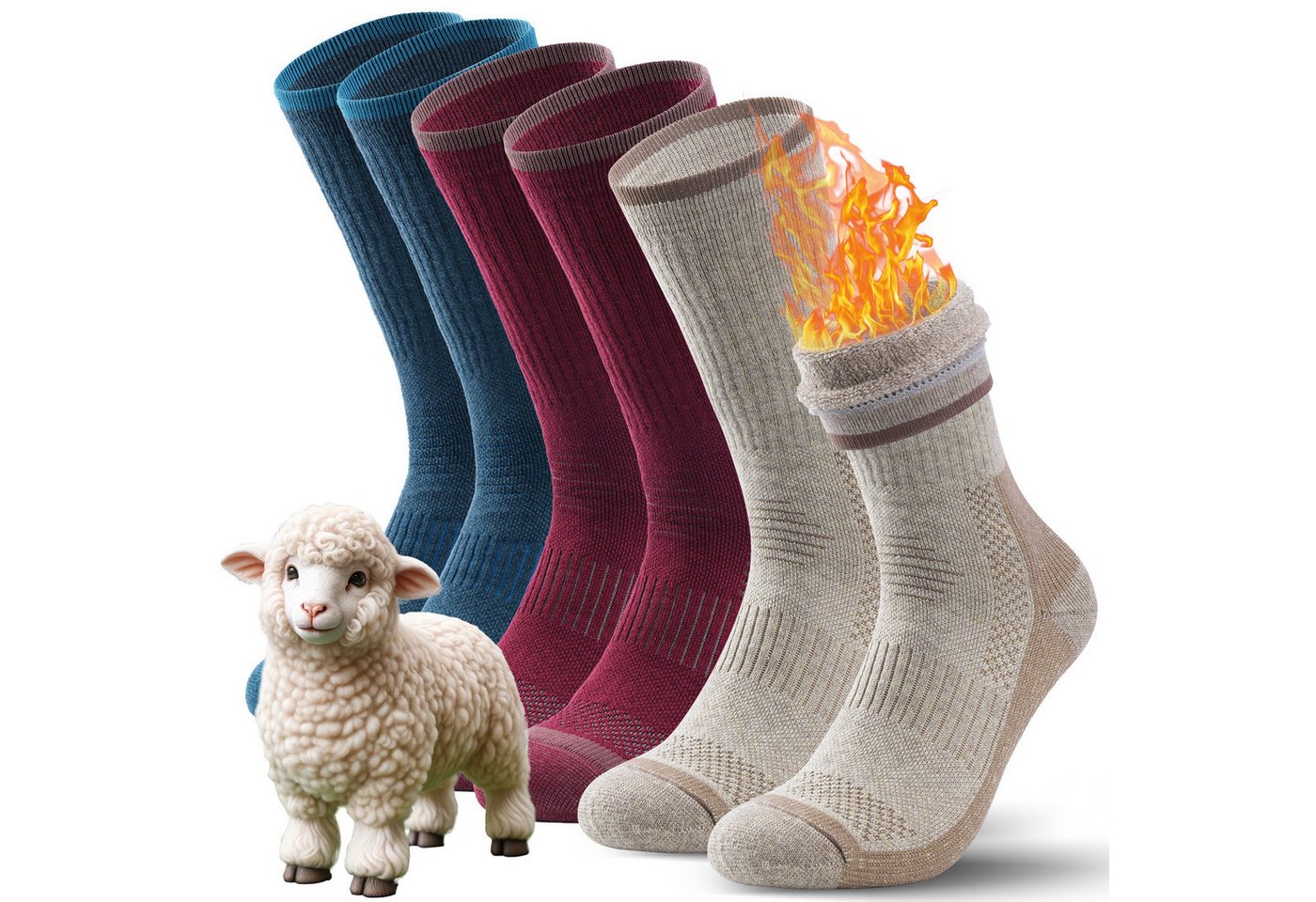 TANSTC Wandersocken Sportsocken Damen & Herren Merino Wolle Socken Basicsocken 3er Pack (Packung, 3 Paar Socken) Feuchtigkeitsregulierend, atmungsaktiv, temperaturregulierend Bild 5
