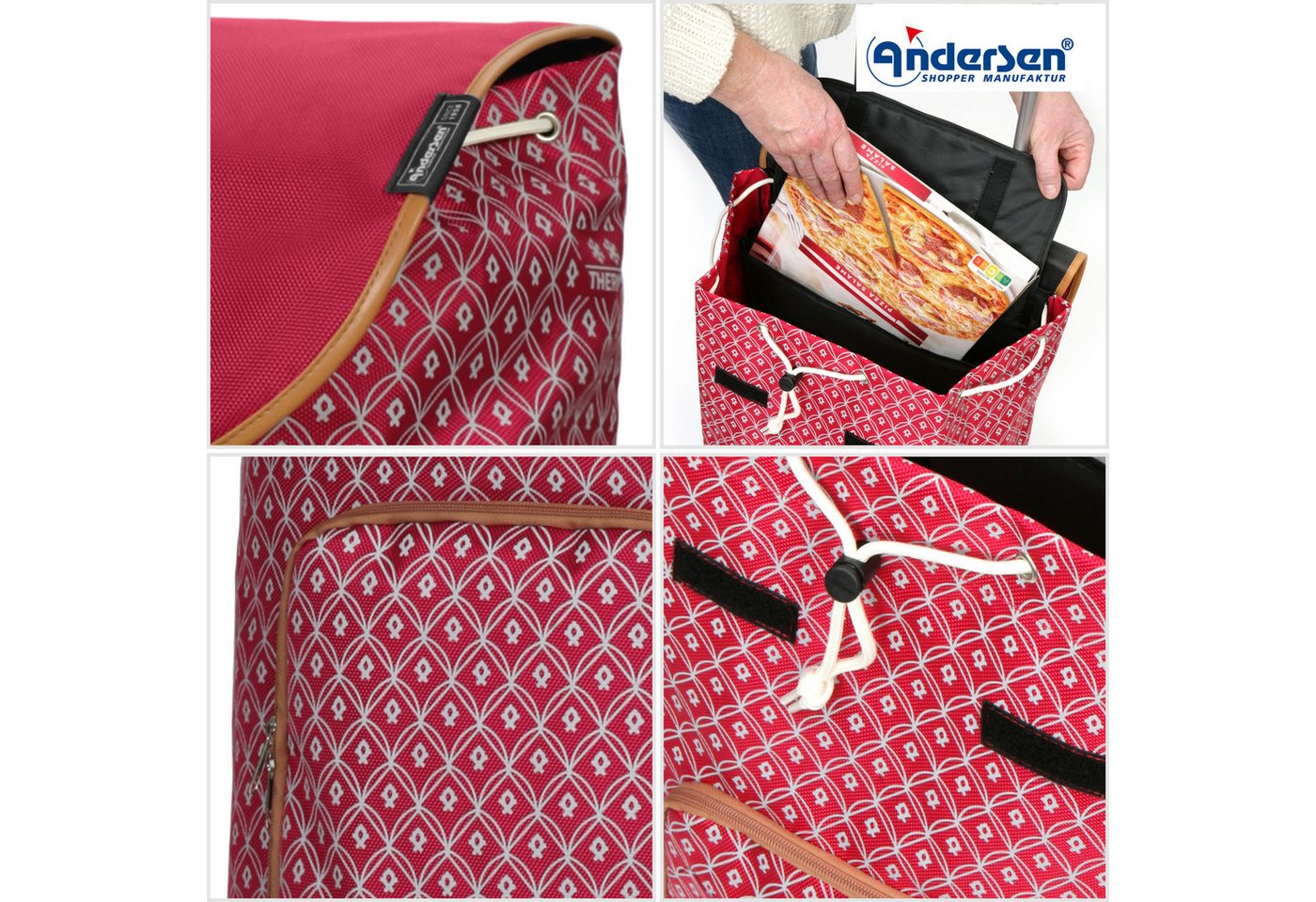 Andersen Einkaufstrolley Treppensteiger Scala Shopper Famke rot, Thermofach 16 Liter, belastbar bis 40kg, wasserabweisend Bild 3