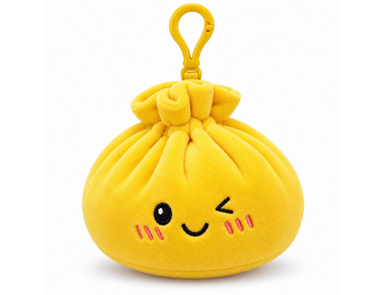 Bert Struis Gepäckanhänger Kawaii Dumpling Bagclip Taschenanhänger Schlüsselanhänger 12cm gelb (Set, 1-St., Geschenk-Set) Plüschanhänger mit niedlichem Kawaii-Gesicht Fluffige Polyesterfüllung Bild 3