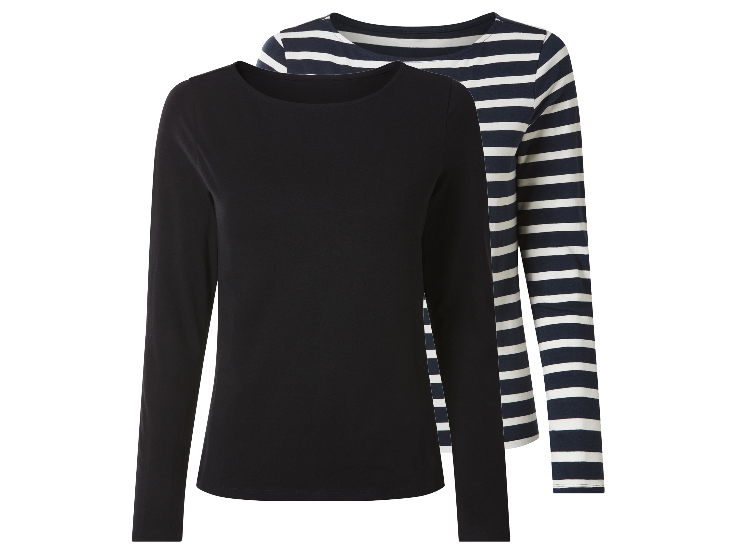 ESMARA® Damen Langarmshirt 2 Stück (Streifen/navy, M(40/42)) Bild 3