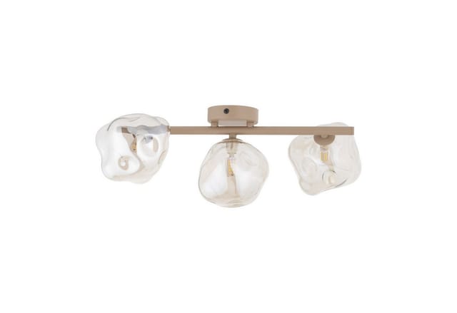 Licht-Erlebnisse Deckenstrahler UMERA, ohne Leuchtmittel, Rauchglas Metall verstellbar Beige Cognac G9 3-flammig länglich