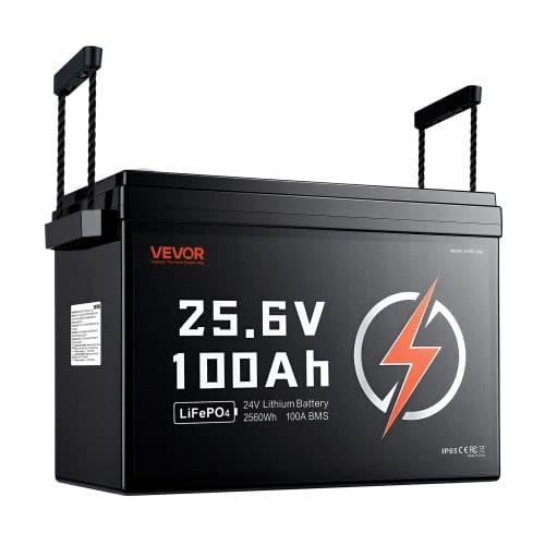 VEVOR LiFePO4 Batterie 24 V 100 Ah 100 A Lithiumbatterie für Elektromotoren Wohnmobile Campingwagen Solaranlagen und Elektromotoren, mit Niedertemperaturschutz Tragbarem Design und Leichtbauweise