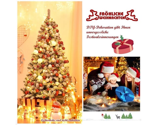 COSTWAY Künstlicher Weihnachtsbaum, 180cm, mit 928 PVC Schnee Nadeln