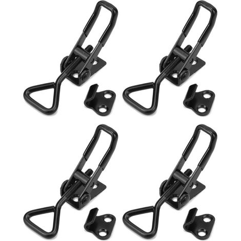 Sabir 4-teiliges Set. Kippriegel Aus Kohlenstoffstahl, Hebelverschluss, Tragkraft 100 Kg Für Kisten, Truhen, Schränke (95 Mm, Schwarz)
