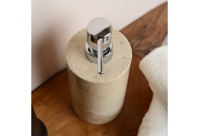 wohnfreuden Seifenspender Marmor Naturstein Seifenspender 15 cm creme rund, 1238