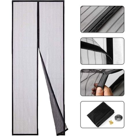 Sabir Maßgefertigtes Magnetisches Moskitonetz, 100 X 210 Cm (39 X 83 Zoll), Magnetischer Türschutz Mit Automatischem Schließmechanismus, Haustierfreundlich Für Flure Und Türen, Schwarz