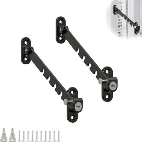 Sabir Fensterbegrenzer, 2-teiliger, Abschließbarer Fensterstopper, Fensteröffner Aus Edelstahl, Mehrstufig Verstellbar, Für Die Meisten Fenster