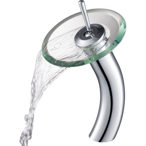 Sabir Wasserfall-waschtischarmatur Mit Klarglasscheibe, Chrom-finish