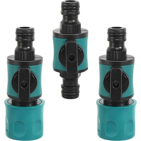 Sabir 3-teiliger Gartenschlauchverbinder Mit Regulierventil, 16-mm-schnellkupplungen Für 1/2-zoll-wasserschläuche