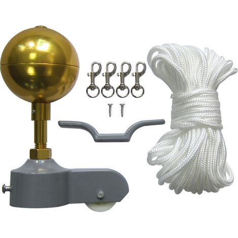 Sabir Fahnenmast-zubehörset Mit Goldeloxierter Aluminiumkugel, Uv-beständigem Polyesterseil, Für Den Innen- Und Außenbereich