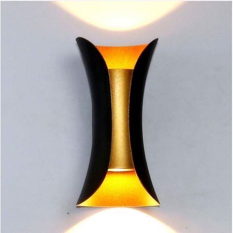 Sabir – 10-w-wandleuchte Für Den Innenbereich – Schwarz-goldenes Metall – Warmweißes Licht (3000 K) – Ip65 Wasserdicht Für Den Innen- Und Außenbereich