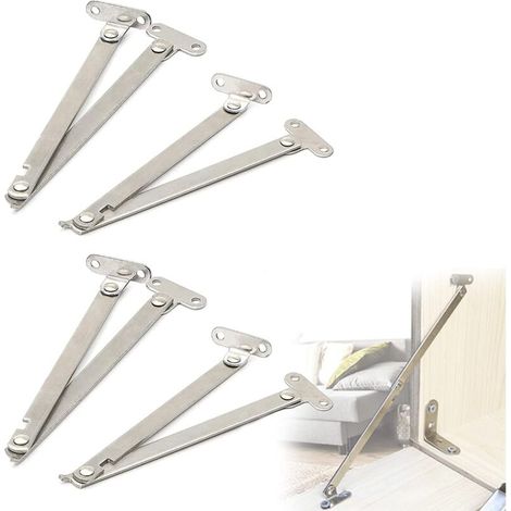 Sabir Möbelstützscharnier, Deckelscharniere, 4 Stück, Klappscharniere, Faltscharniere Für Schranktüren, Wandklapptische, Küchentüren, Couchtische, Klaviere (silber)