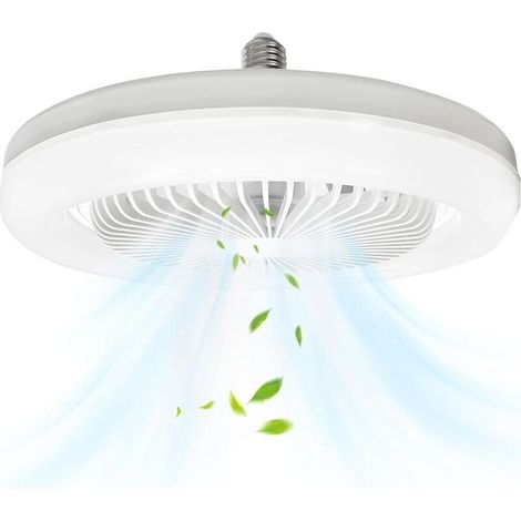 Sabir Deckenventilator Mit Integrierter Beleuchtung, E27 30w Leuchtmittel, Leiser Deckenventilator, 3 Betriebsmodi, Tragbarer Wandventilator Mit Weißem Licht