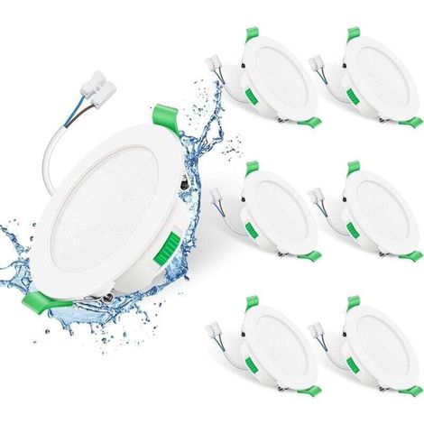 Sabir Led-einbaustrahler, 230 V, 7 W, Dimmbar, 68 Mm, Ip44. Einbaustrahler Für Bad Und Küche, 3000 K / 4000 K / 6500 K. Runde Einbaustrahler, Weiß, 6er-set.