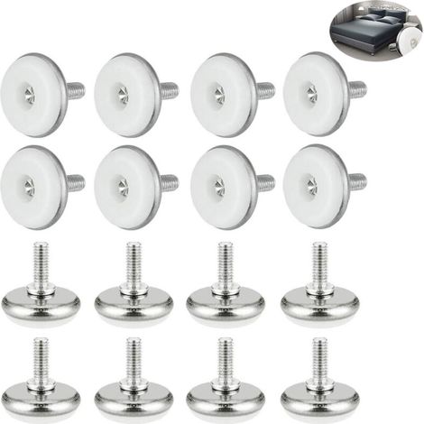 Sabir M6x15 X 30 Mm, Weiß, 16 Stück Verstellbare Nivellierfüße, Nivellierfüße Aus Kunststoff Und Metall Mit Mutter, Verstellbare Füße, Justierschrauben Für Möbel, Tische, Büromöbel, Schränke, Stühle
