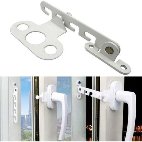 Sabir Set Mit 2 Weißen Fensterbegrenzern Für Drehkippfenster, Drehkippfensterbegrenzer, Einklemmschutz