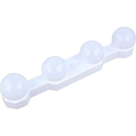 Sabir Wiederaufladbare Kosmetikspiegelleuchte Mit Schalter, Kabellose Led-beleuchtung, 4 Led-lampen Im Hollywood-stil, 3 Farben Und 5 Helligkeitsstufen, Schlafzimmerspiegelbeleuchtung