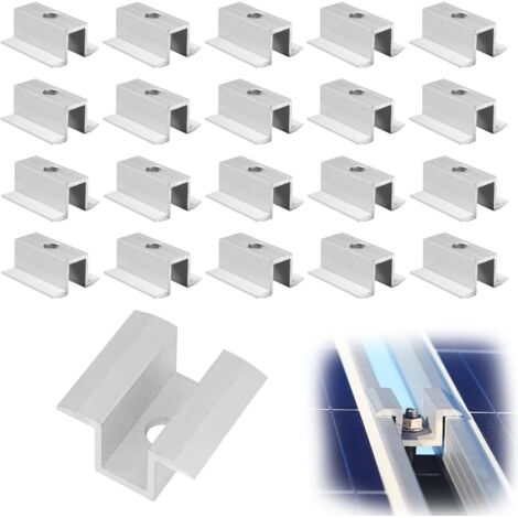 20 Pièces Support Fixation Panneau Solaire, 8mm Fixation Panneau Support Solaire Photovoltaïque, Kit Solaire Photovoltaïque, Fixation Panneau Photovoltaique (1)