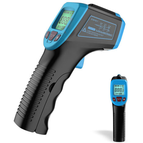 Lot De 2 Thermometre Infrarouge, Pistolet De Temperature Laser Numerique Sans Contact -58 °f A 1112 °f (-50 °c A 600 °c) Avec Ecran Lcd, Bleu, Bleu
