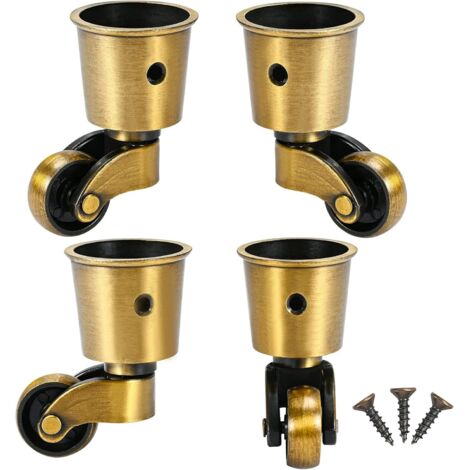 8 Pièces Roulettes Pivotantes, Roulettes Rondes En Cuivre Roulettes Anciennes Pas De Bruit Portable Peut Pivoter À 360° Pour Canapé/chaise/table Basse/étagère Charge 150kg