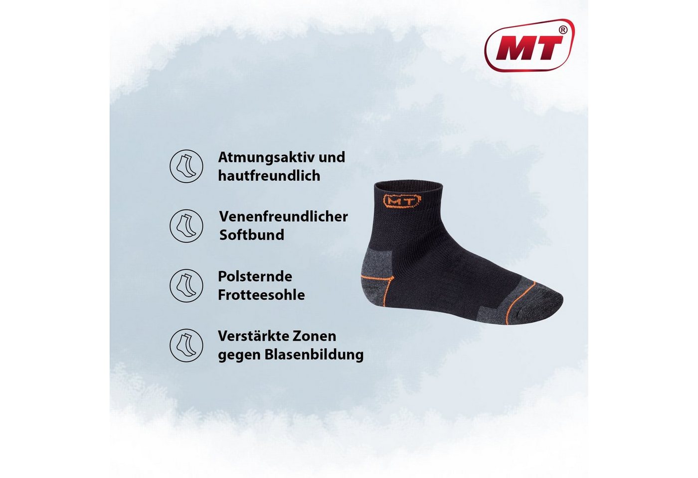MT Arbeitssocken Herren robuste Arbeits- & Freizeit Kurzschaft Socken (6/12 Paar)