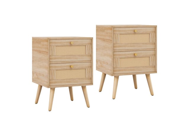 COSTWAY Nachttisch Beistelltisch (2-St), mit 2 Schubladen, 40 x 40 x 59 cm, Holz