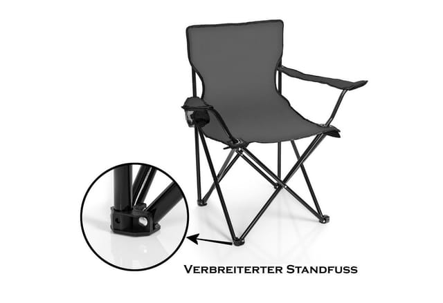 BigDean Campingstuhl Faltstuhl DUNKELGRAU Campingstuhl (Packung, 1 St), Klappbar, Belastbar 120kg, Leichtgewichtig, Breite Standfüße