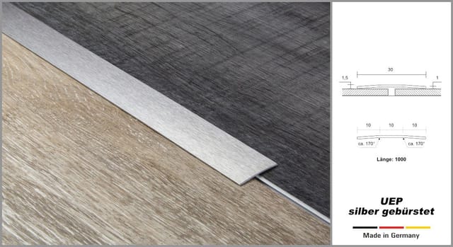 HexPro Übergangsprofil UEP 30x1mm (Bodenprofil 100cm Übergangsleiste 30mm, 1mm Stärke aus Nirosta V2A Edelstahl Übergangsschiene (1 Meter Übergangsschiene)