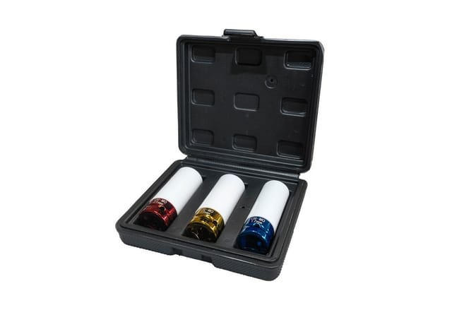 Weber GmbH Stecknüsse Alufelgen-Kraft-Stecknuss Satz 1/2" 3-teilig Radwechsel, Kombi-Set im Koffer, 3-St., im Kunststoffkoffer, Antrieb 17, 19 und 21mm, Schoneinsätze