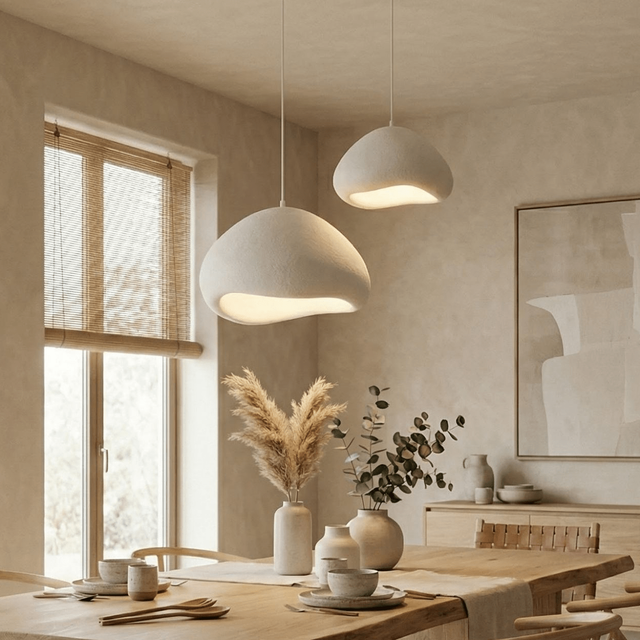 Opviq Kronleuchter Design Leuchte, Höhenverstellbar 55 und 115, Abhängig vom Leuchtmittel, Design Pendelleuchte Weiß – Fiberglas-– 1-, 2- oder 3-flammig wählbar