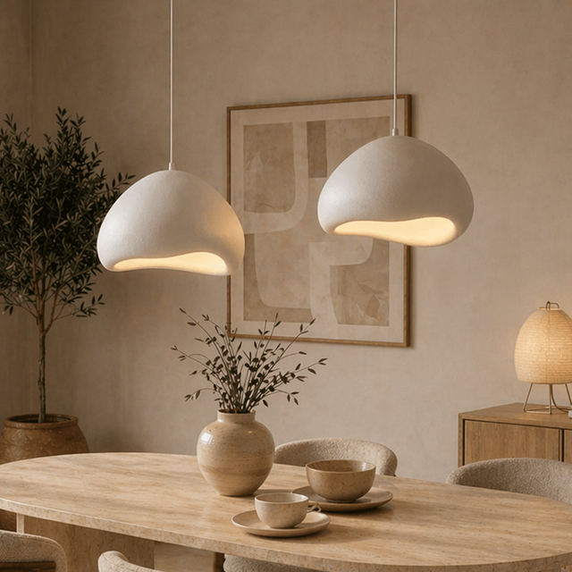 Opviq Kronleuchter Design Leuchte, Verstellbare Höhe 50-105, Abhängig vom Leuchtmittel, Design Pendelleuchte Weiß – Fiberglas-– 1-, 2- oder 3-flammig wählbar