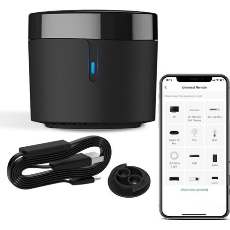 Sabir Rm4 Mini-temperatur- Und Feuchtigkeitssensor Hts2 Wlan-infrarot-fernbedienung Klimaanlage Tv-set-top-box Für Alexa Schwarz