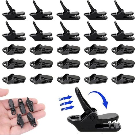 Sabir 25 Stück Zeltclips, Befestigungsclips, Clips, Schwarze Campingplanenclips Für Markisen, Winddichte Druckknöpfe, Kleine Kunststoffclips, Planenclips Für Markisen Bei Outdoor-aktivitäten