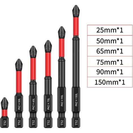 Sabir Set Mit 6 Magnetischen Schraubendreher-bithaltern, Rutschfeste Kreuzschlitzbits, Chrom-vanadium-stahl, Kompatibel Mit Bosch Und Dewalt