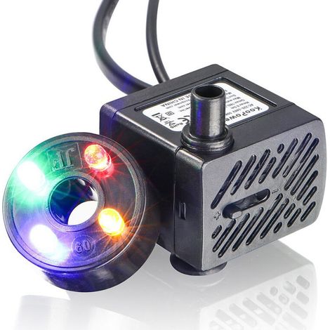 Sabir Mini-wasserpumpe Mit Led, 180 L/h, 3,5 W, Für Kleine Wassertanks, Garten, Teiche, Wasserquellen