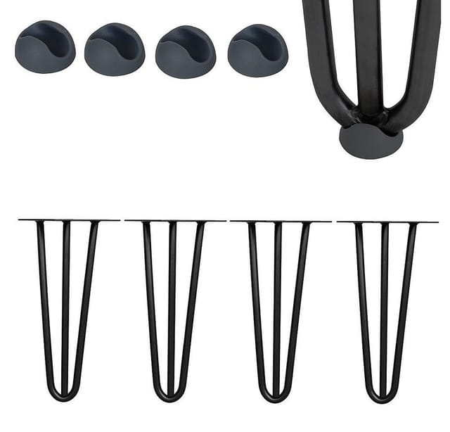 Mucola Tischbein Hairpin 4er Set aus Stahl Haarnadelbeine Tischgestell Tischbeine, DIY-Lösung für individuelle Tischprojekte, mit Bodenschonern
