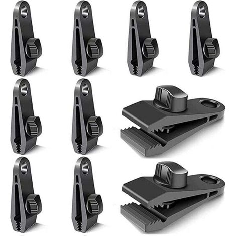 Sabir 10 Stück Planenclips, Planenbefestigungen, Planenhaken, Winddichte Campingzeltclips, Sonnenbeständige Winddichte Clip-zubehörteile (schwarz)